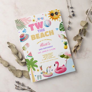 Two the Beach Tropical Summer 2nd Birthday Party  Einladung