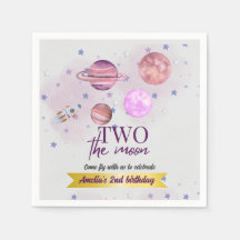 Two The Moon 2nd Birthday Girl Moon Stars Rocket 