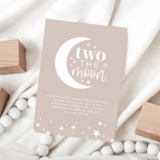 Two The Moon Blush Birthday Invitation Einladung
