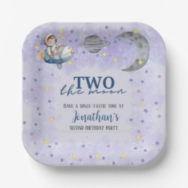 Two The Moon Boy Space Rocket 2nd Birthday Pappteller