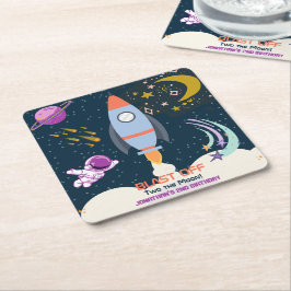 Two The Moon Boy Space Rocket 2nd Birthday Rechteckiger Pappuntersetzer