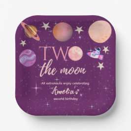 Two The Moon Girl Space Pink Planets 2nd Bday Pappteller