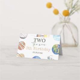 Two The Moon | Modern Space 2nd Birthday Décor Platzkarte