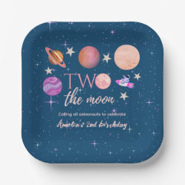 Two The Moon Outer Space Ship Planets 2nd Bday Pappteller