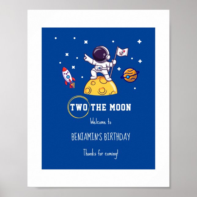 Two The Moon second birthday kids Party Poster (Vorne)