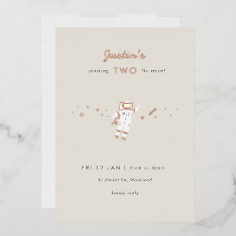Two The Moon Space Party Foil 2nd Birthday Invite Folieneinladung
