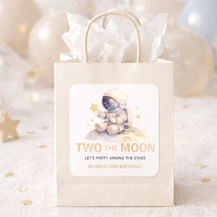 Two the Moon Weltraum-Astronaut 2. Geburtstagsgesc Quadratischer Aufkleber