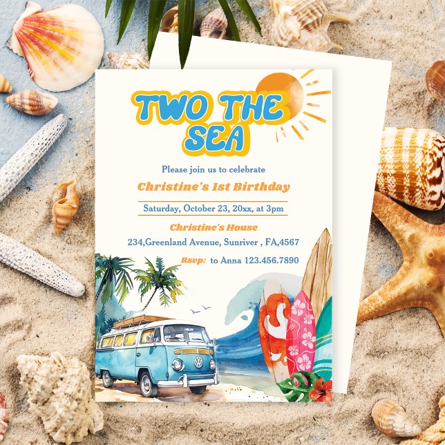 Two The Sea Surf Beach Invitation du 2e anniversai (Créateur téléchargé)