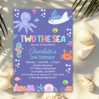 TWO the SEA – Under the Sea 2nd Birthday for Girls Einladung