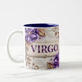 Two Tone Blue White Cream Purple Virgo Mug Zweifarbige Tasse
