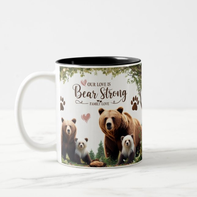 Two-Tone Mug Bear Strong Family Love Woodland  (Gauche)