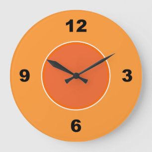 Two Tone Orange Large Black Numbers Clock Große Wanduhr