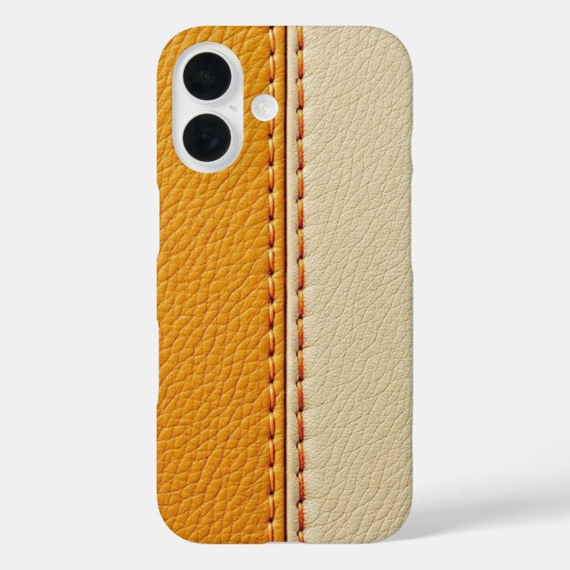 Two-Tone Tan & Cream Stitched Leather Phone Case (Rückseite)