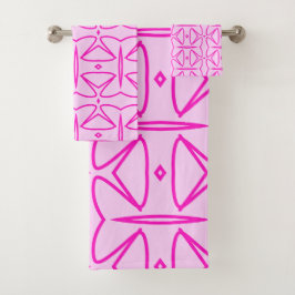 Two Toned Pink Pattern Bath Towel Badhandtuch Set