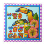 Two Toucans Fliese<br><div class="desc">Two Toucans tile by ArtMuvz Illustration. Matching toucans apparel and beach gifts.  To personalize  add your name or add text instead.  Customize this  Toucan tile to make it uniquely yours or to give as a personalized gift</div>