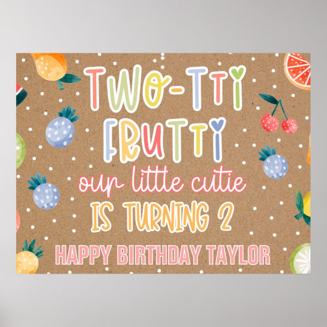 Two-tti Frutti- 2. Geburtstag Obst Thema Poster (Vorne)