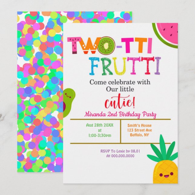 Two-tti Frutti 2. Girl Birthday Party lädt ein (Vorne/Hinten)