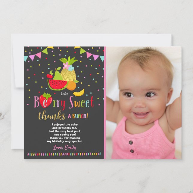 Two-tti Frutti danken Ihnen, Two-tti Frutti Party Dankeskarte (Vorderseite)