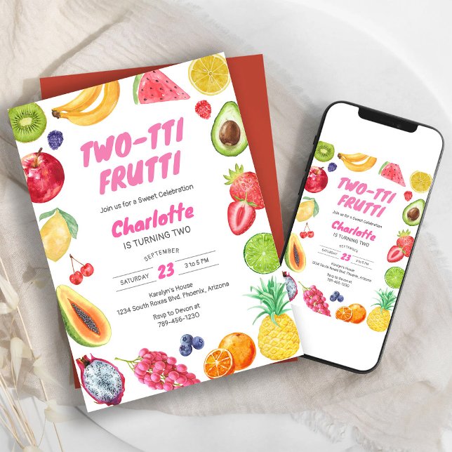 Two-tti Frutti Geburtstagseinladung Einladung (Von Creator hochgeladen)