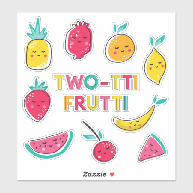 Two-tti Frutti Niedlich Fruit Cocktail Charaktere Aufkleber (Blatt)