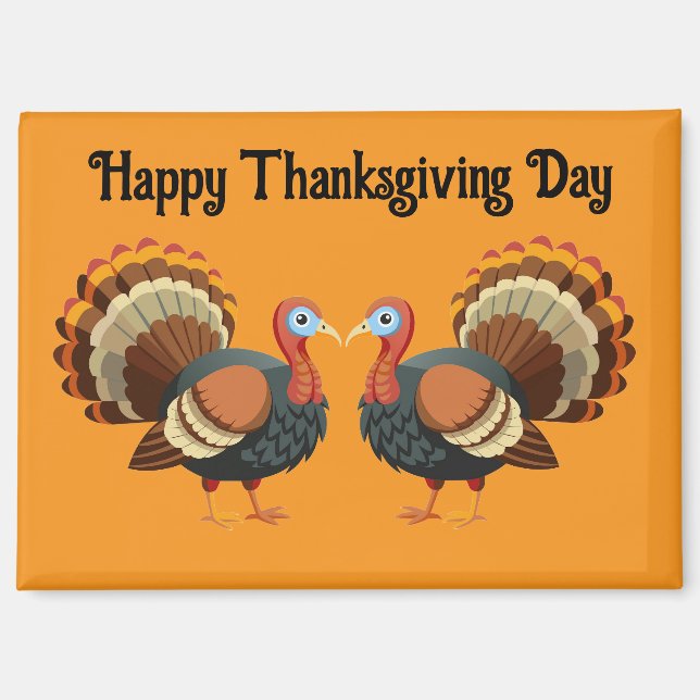 Two Turkeys Thanksgiving Magnet (Recto)