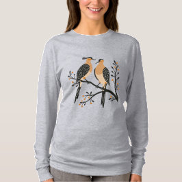 Two Turtle Doves Cut-Out Stencil Retro Style 7 T-Shirt