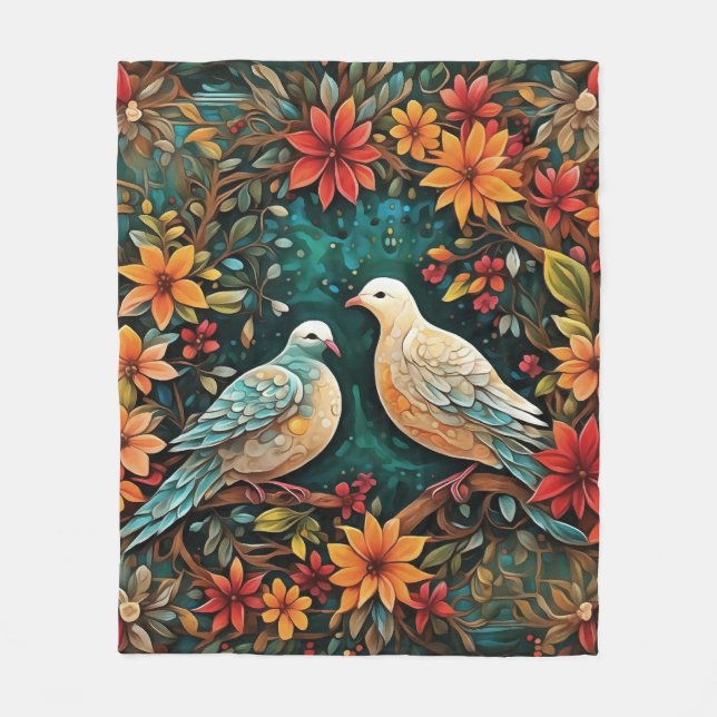 Two Turtle Doves Fleecedecke (Vorderseite)