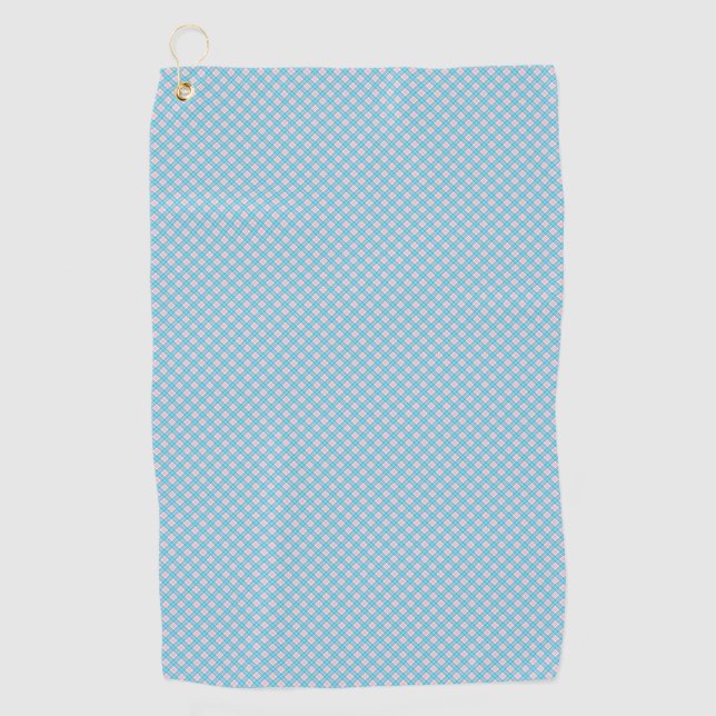 Two views of a light blue towel with a pattern  golfhandtuch (Vorderseite)