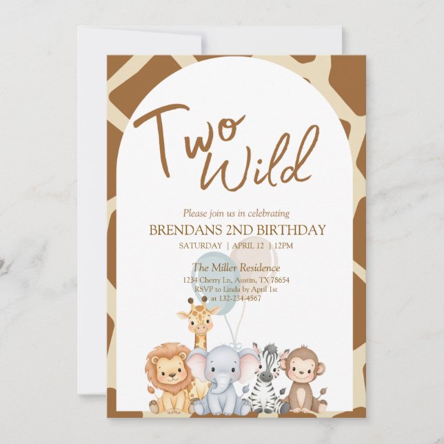 Two Wild Birthday Invitation  (Devant)