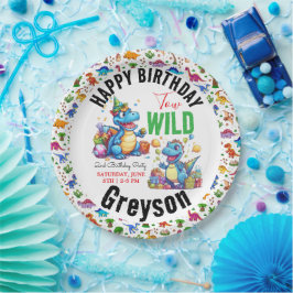 Two Wild Dino Party Boy Dinosaur 2. Geburtstag Pappteller