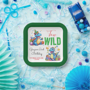 Two Wild Dino Party Boy Dinosaur 2. Geburtstag Pappteller