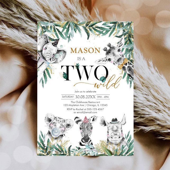 Two Wild Party Animals 2nd Birthday Invitation Einladung (Von Creator hochgeladen)
