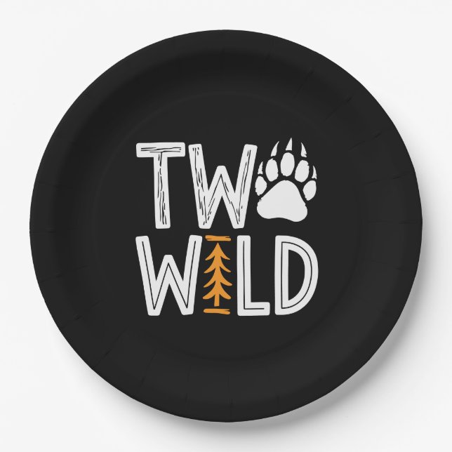 Two Wild - Rustikale Woodsy zum zweiten Geburtstag Pappteller (Vorderseite)