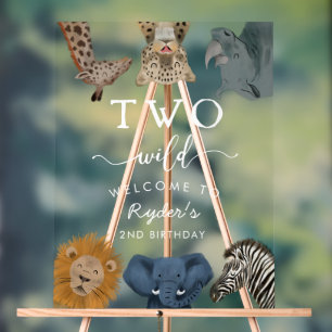 Two Wild Safari Geburtstag Willkommen Acrylschild