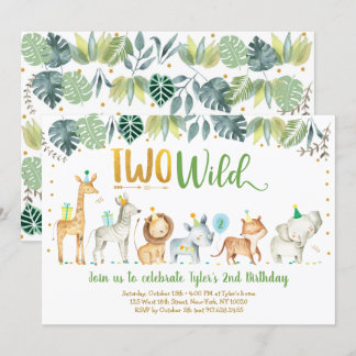 Two Wild Safari Jungle Geburtstag Einladung