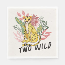 Two Wild Safari Pink Cheetah Kids Birthday Party Serviette