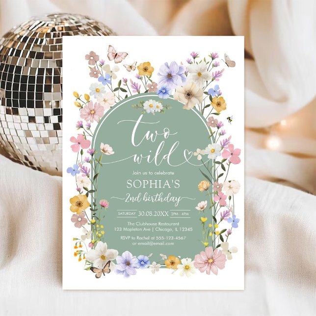 Two Wild Wildflower Animal 2nd Birthday Invitation Einladung (Von Creator hochgeladen)