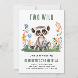 TWO Wilde Abenteuer-Affen-Safari 2. Geburtstag Einladung