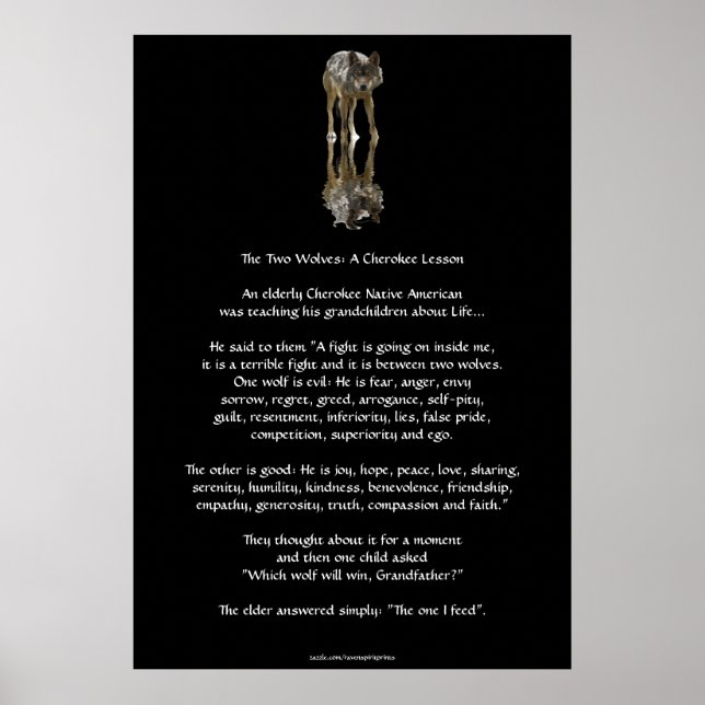 TWO WOLVES CHEROKEE TALE Art Poster (Vorne)