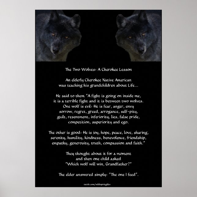 TWO WOLVES CHEROKEE TALE Art Poster (Vorne)
