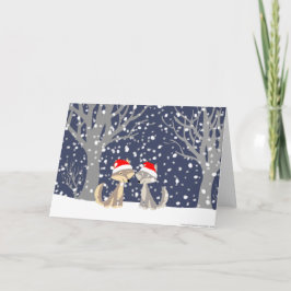 Two wolves in winter Christmas greeting card Feiertagskarte