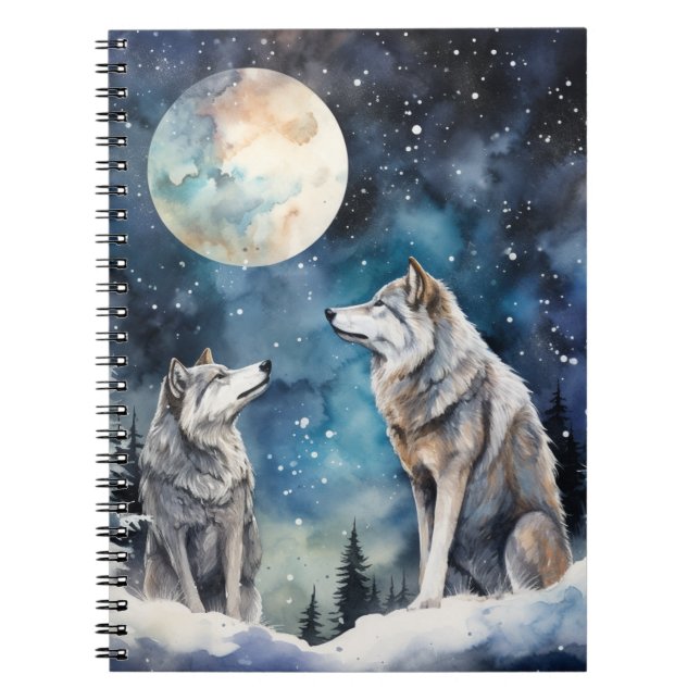 Two Wolves in Winter Notizblock (Vorderseite)