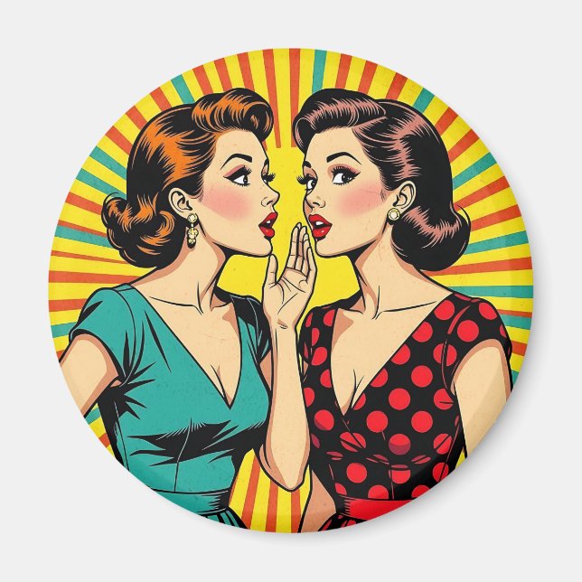 Two Woman Gossiping Telling Secrets Pop Art Magnet (Vorne)