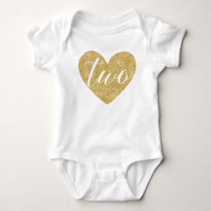 Two Years Old Baby Glitter Heart-Print Strampler