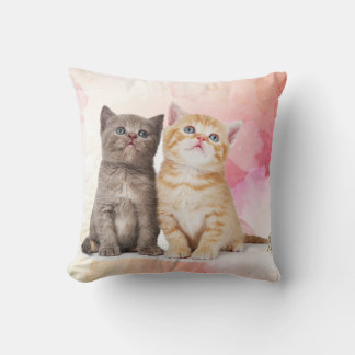 Two Young Cats Cute Grey Kitten and Yellow Kitten Kissen