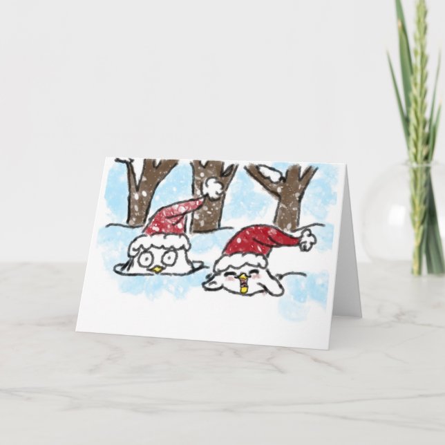 TwoLoveBirds Winter Grußkarte Karte (Vorderseite)