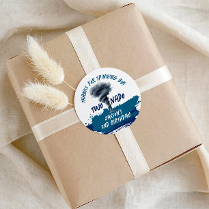 Twonado Wirbelsturm Tornado Blau Grunge Geburtstag Runder Aufkleber