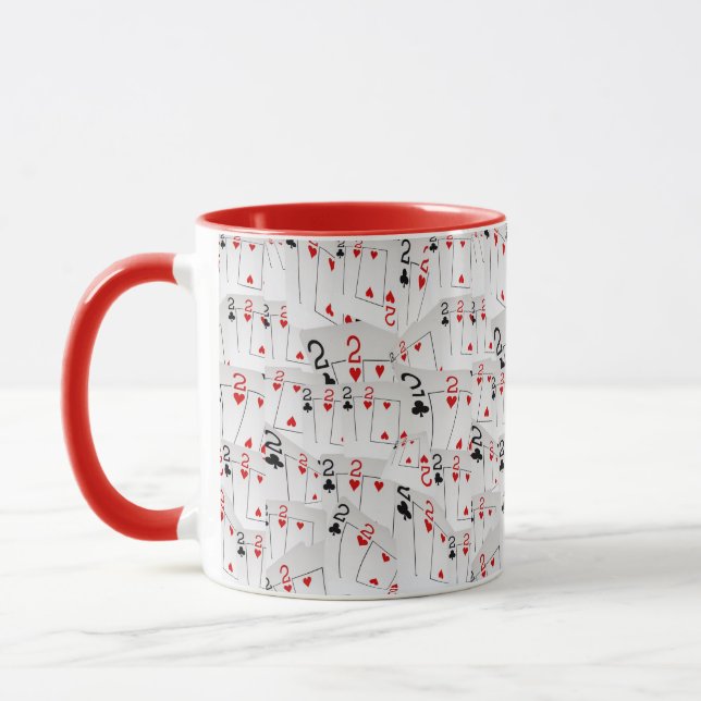 Twos, Cartes De Poker, Mug De Café Rouge Combo. (Gauche)