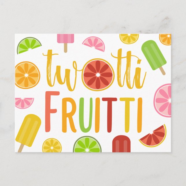 Twotti Fruitti Citrus Eis Pop Zweiten Geburtstag Einladungspostkarte (Vorderseite)