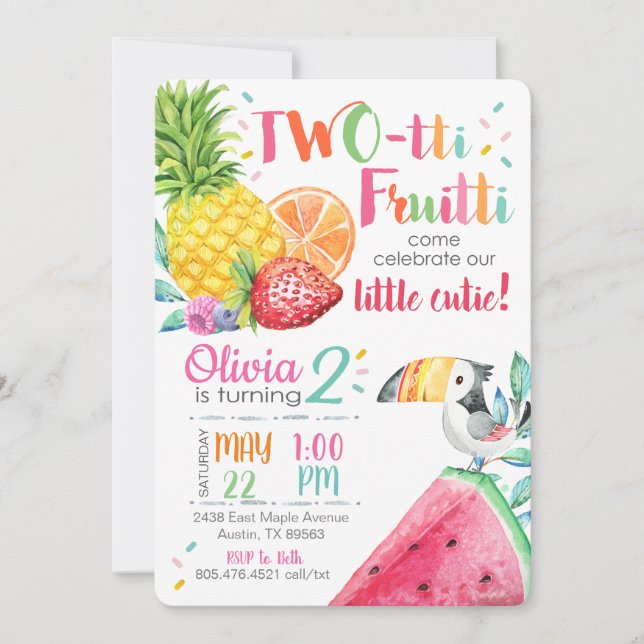 Twotti Fruitti Einladung zum Geburtstag (Vorderseite)